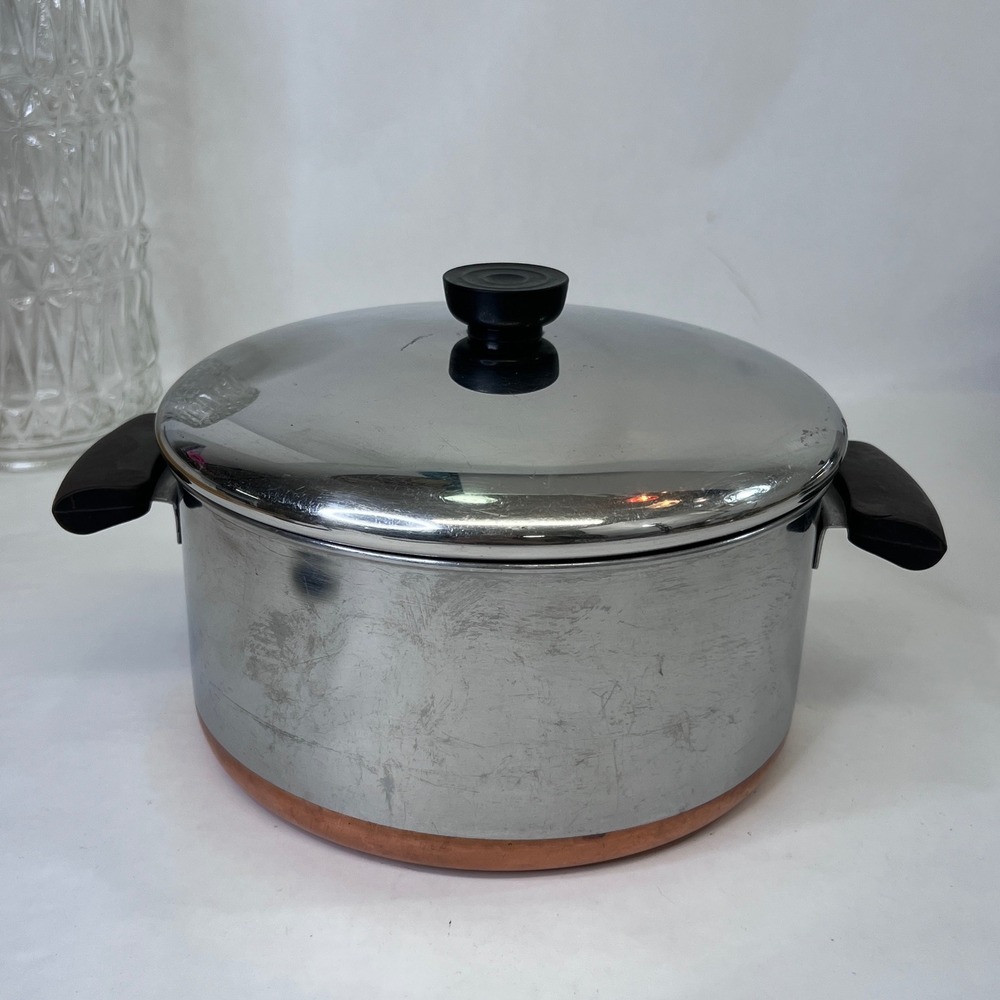 Revere Ware 1801 Copper Clad Stainless Steel Stockpot with Lid Clinton IL 9 Inch